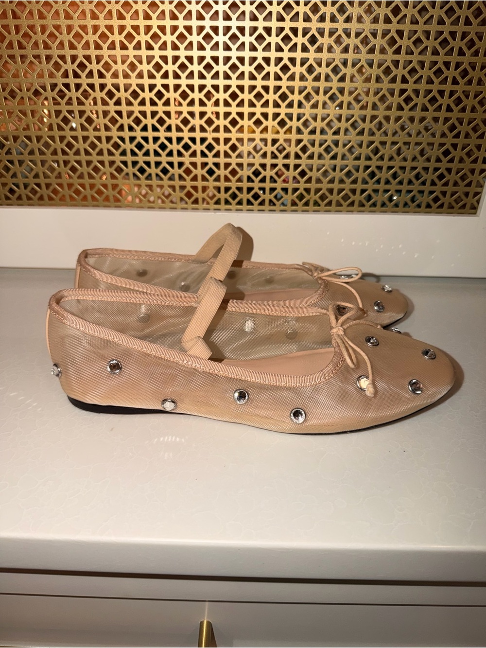 Loeffler Randall Women's Caramel/Clear Leonie Ballet Flats Size 7 B EUC!